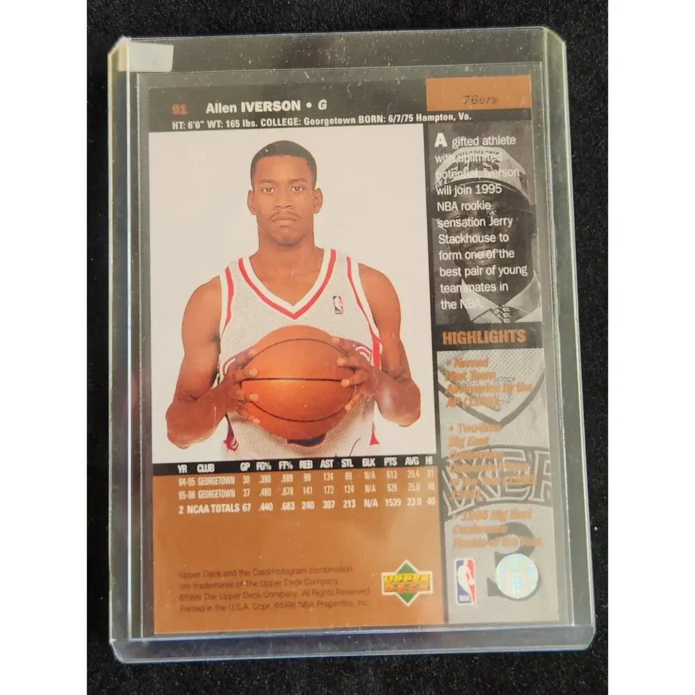 1996-97 Upper Deck Allen Iverson #91 RC Rookie 76ers Georgetown
